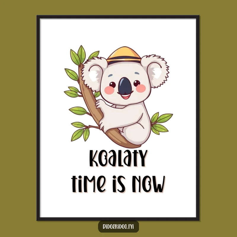 Free Printable Koala Art: Funny Hugging Eucalyptus Downloadable Animal Wall Decor
