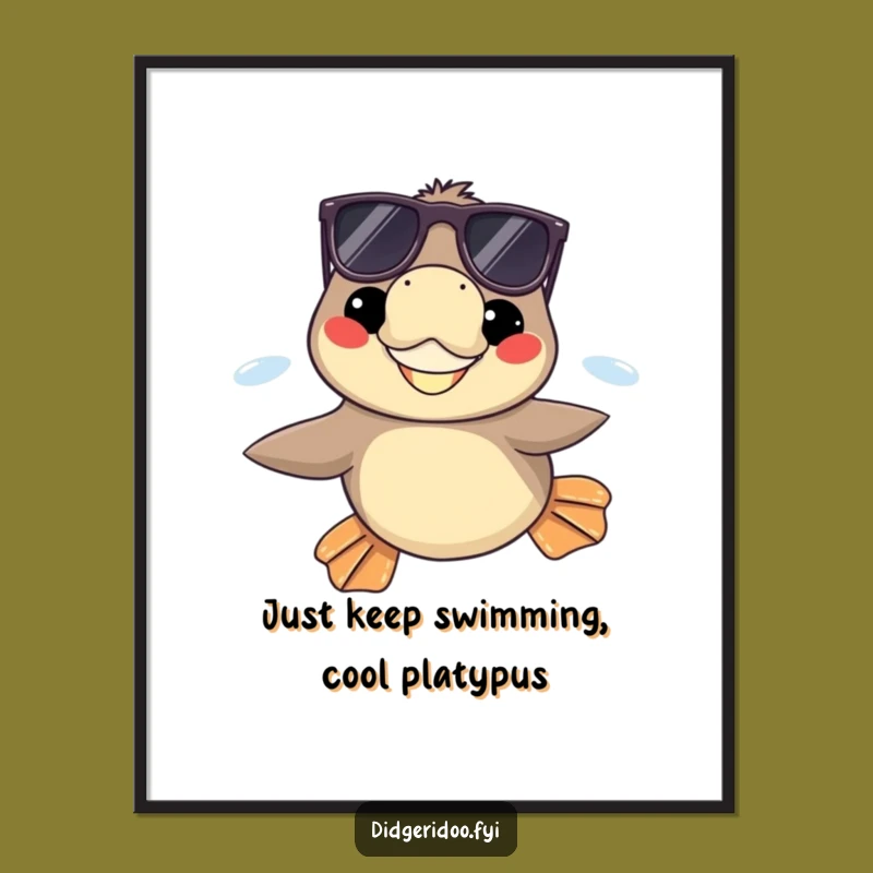 Free Printable Platypus Art: Funny Sunglasses Flippers Downloadable Wall Decor