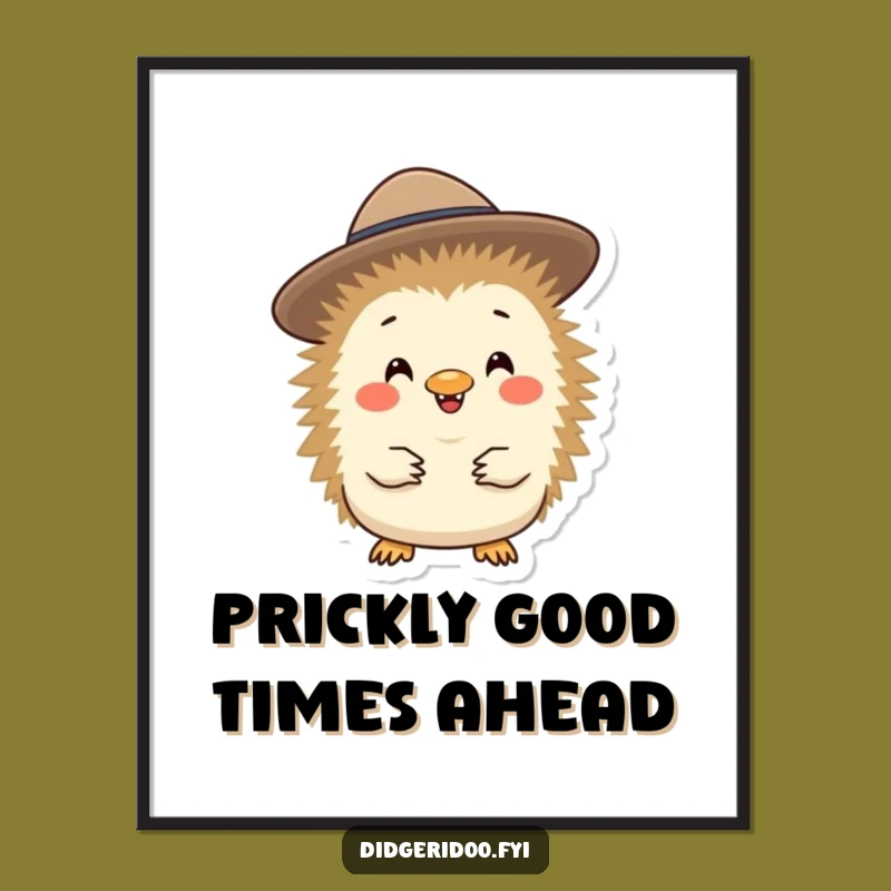 Free Printable Wall Art: Funny Echidna Akubra for Quirky DIY Home Decor