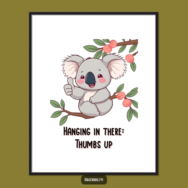 Free Printable Wall Art: Jovial Koala Thumbs Up for Cozy DIY Home Decor
