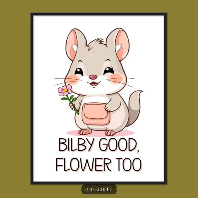 Funny Free Printable Bilby Wall Art: Flower Offering Downloadable Decor