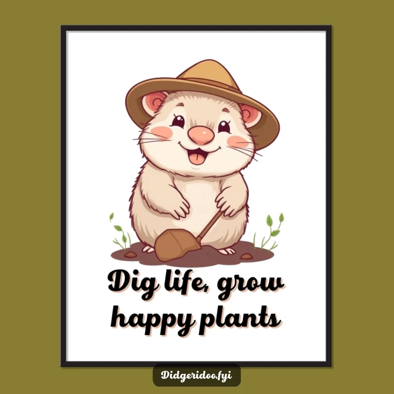 Funny Free Printable Wall Art: Cheerful Wombat Digging, Whimsical Garden Decor
