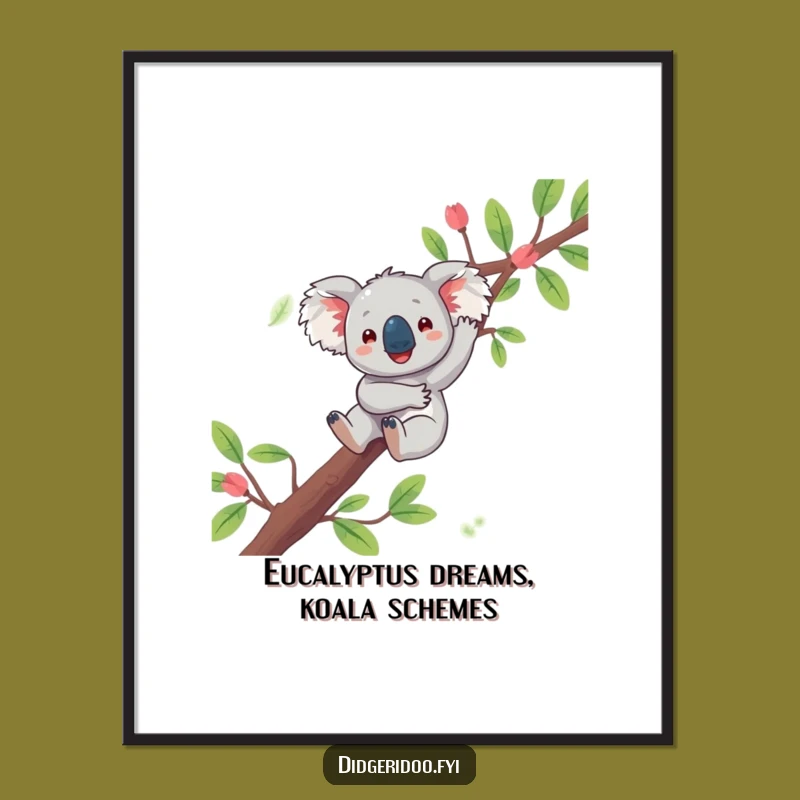 Funny Free Printable Wall Art: Koala Dangling, Relaxed Downloadable Decor