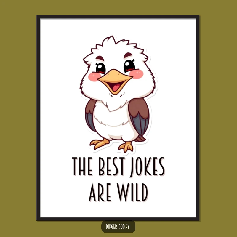 Funny Free Printable Wall Art: Kookaburra Chuckling, Hilarious Downloadable Decor