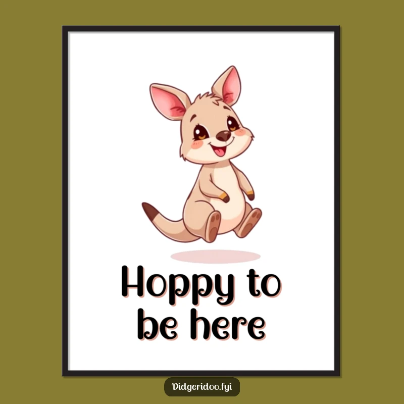 Free Printable Wall Art: Funny Kangaroo Cub Bouncing, Hilarious Downloadable Decor Gift