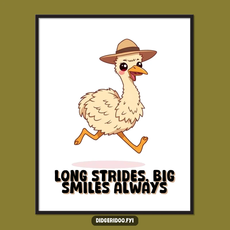 Funny Free Printable Wall Art: Running Emu, Quirky & Energetic Home Decor