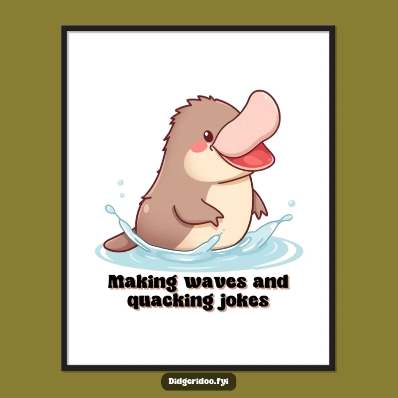 Free Printable Wall Art: Jovial Platypus Splashing, Hilarious Downloadable Decor Gift
