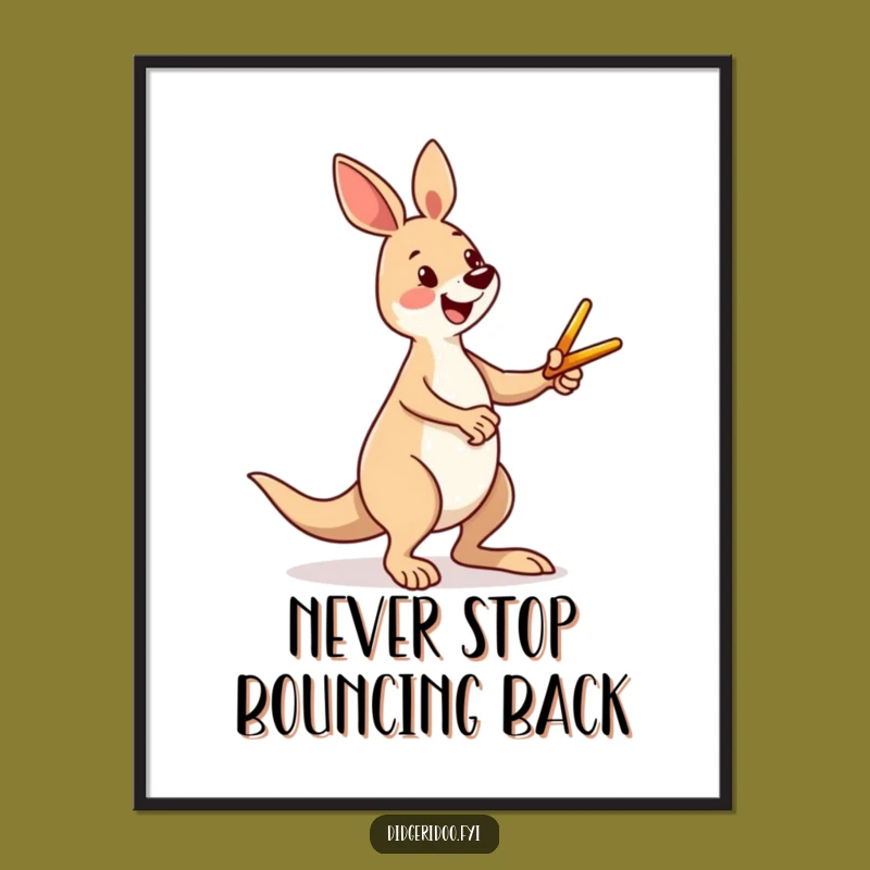 Funny Free Printable Wall Art: Kangaroo Kicking Boomerang, Hilarious Downloadable Decor
