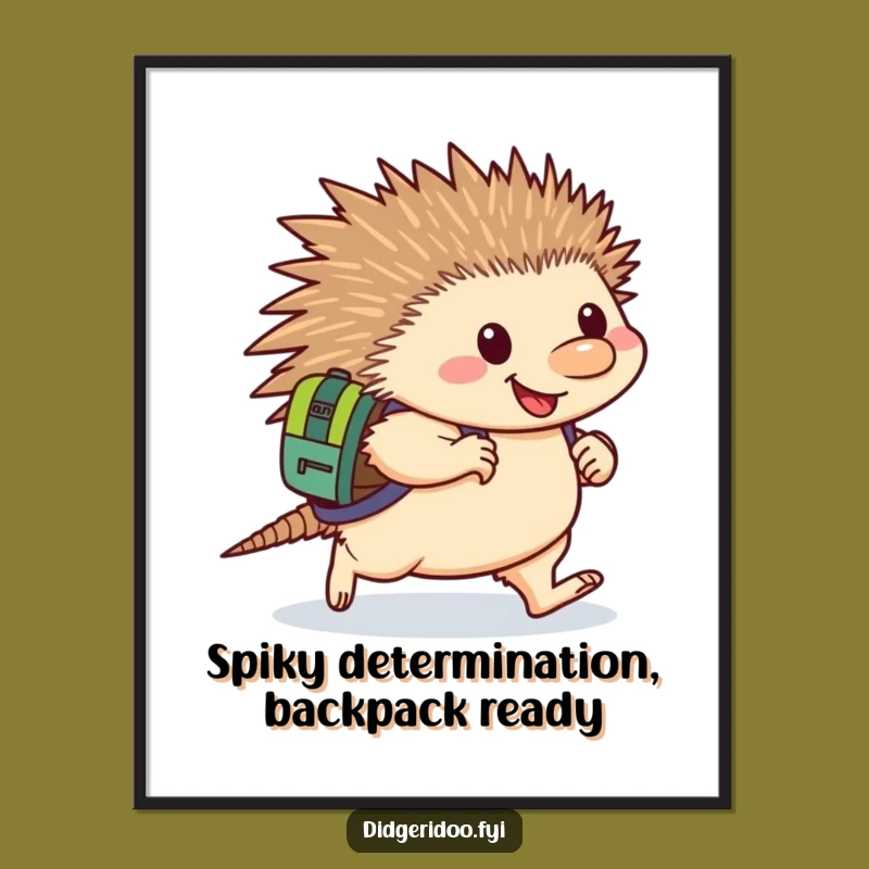 Free Printable Wall Art: Determined Echidna on the Move - Funny Downloadable Decor