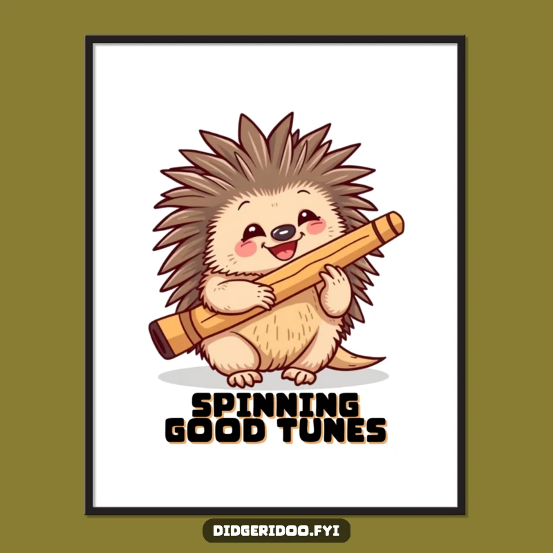 Funny Free Printable Art: Echidna Didgeridoo Player Downloadable Wall Decor
