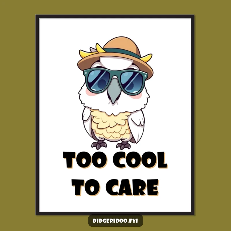 Funny Free Printable Art: Cool Cockatoo Akubra Downloadable Wall Decor