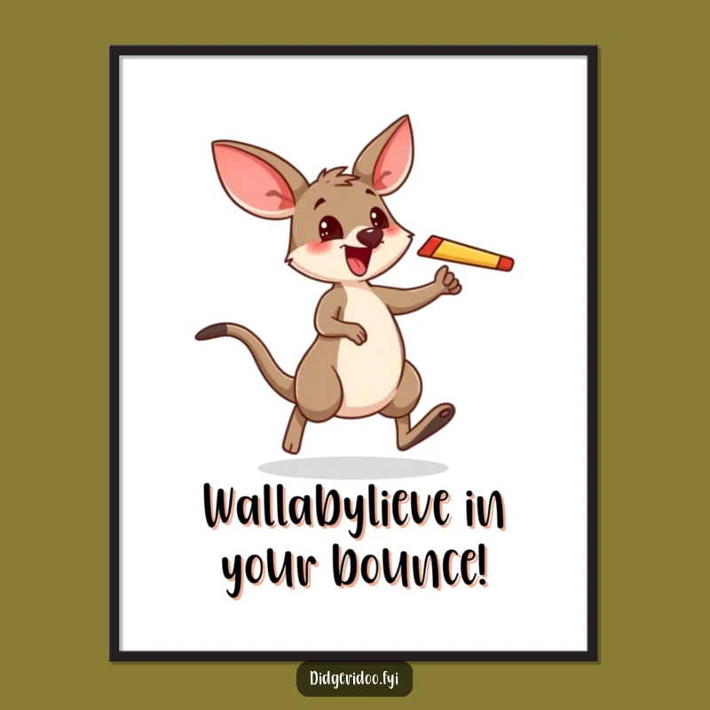 Free Printable Wallaby Art: Funny Boomerang Hop Downloadable Poster, Animal Decor