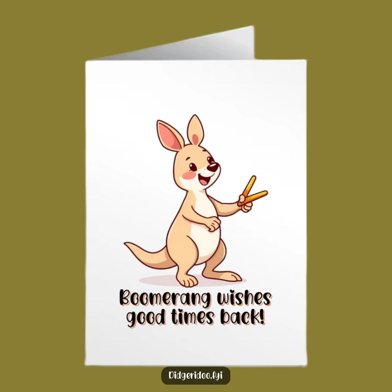Free Printable Birthday Card: Funny Kangaroo Kicking Boomerang, Hilarious Downloadable Gift