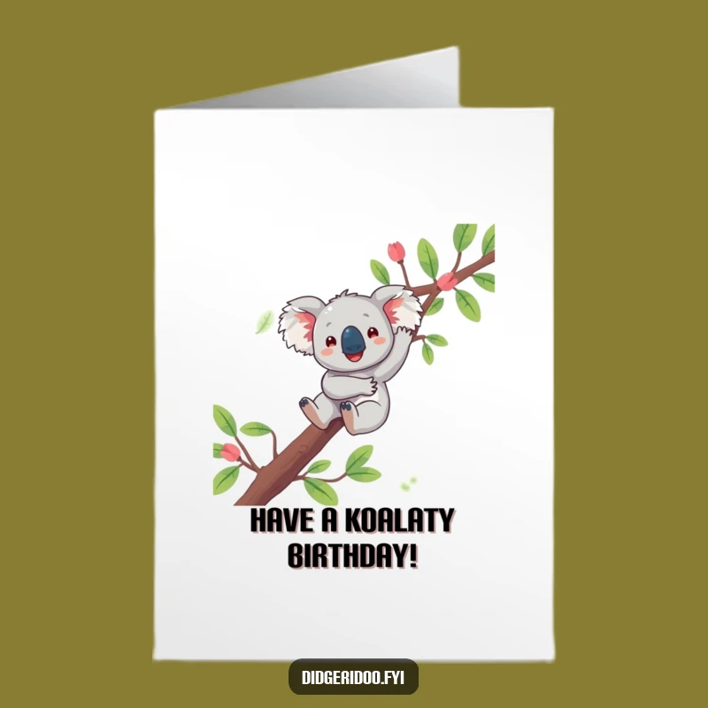 Free Printable Birthday Card: Funny Koala Dangling, Relaxed Downloadable Gift