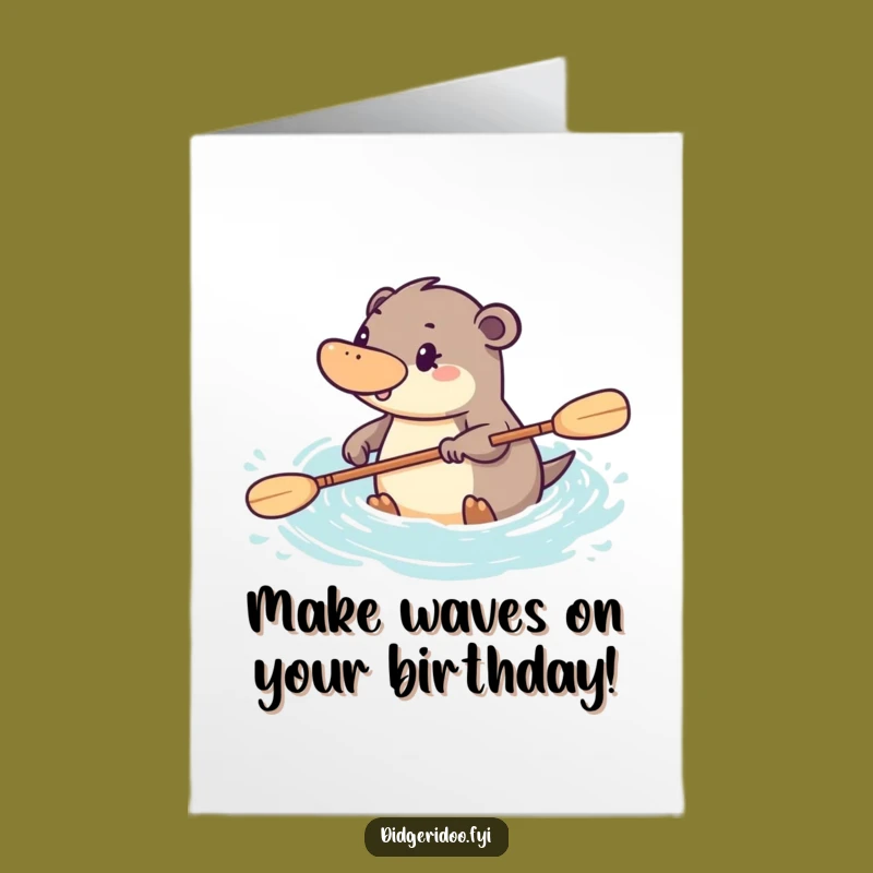 Free Printable Birthday Card: Funny Platypus Paddling, Energetic Downloadable Gift