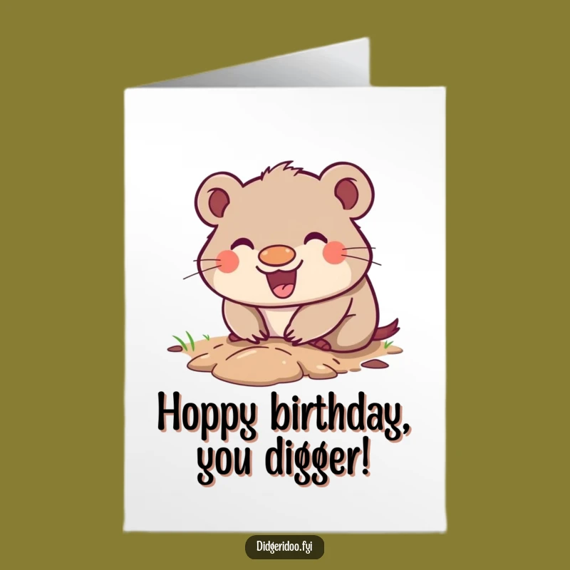 Free Printable Birthday Card: Happy Wombat Digging, Fun Gift