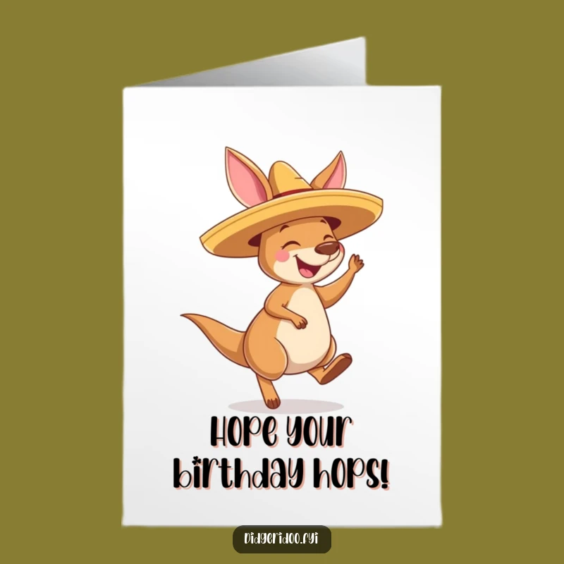 Free Printable Birthday Card: Joyful Kangaroo Fiesta, Hilarious Downloadable Gift