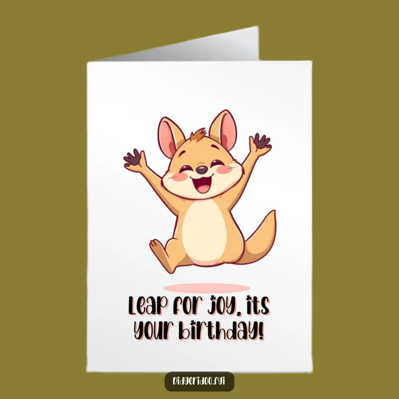 Free Printable Birthday Card: Joyful Wallaby Leaping, Funny Downloadable Gift