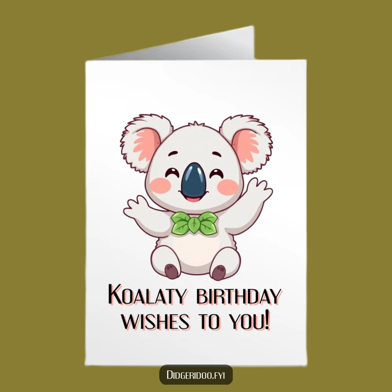 Free Printable Birthday Card: Koala with Bow Tie, Funny Downloadable Greeting