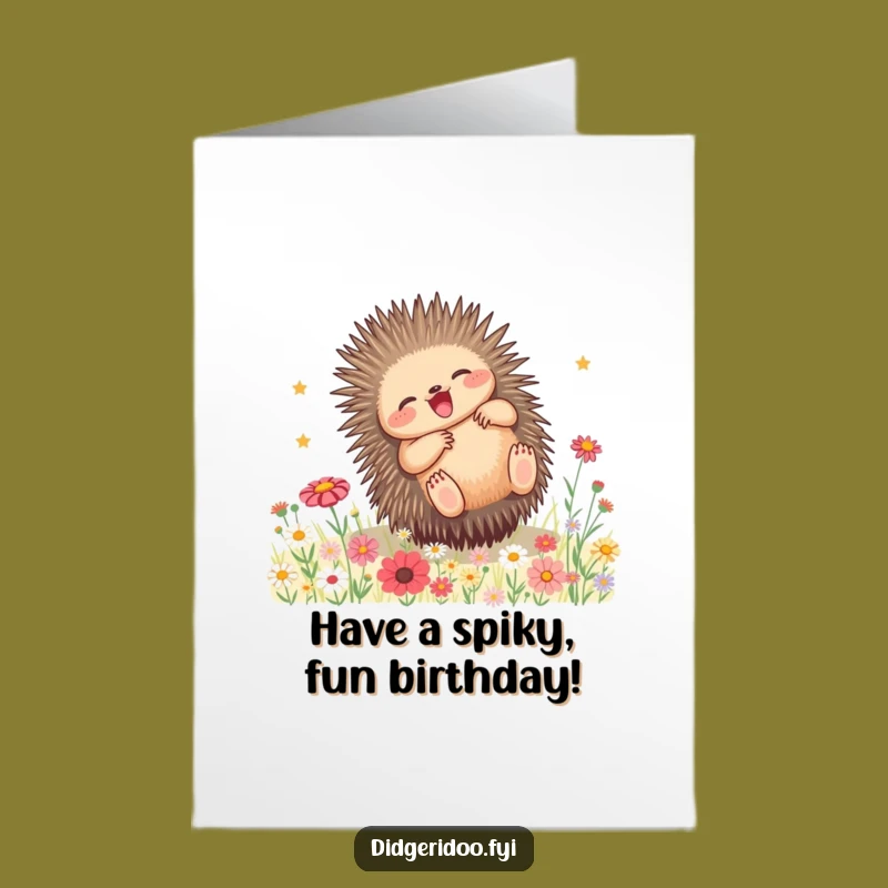 Free Printable Birthday Card: Playful Echidna, Joyful Downloadable Gift