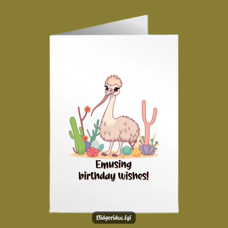 Free Printable Birthday Emu Card: Curious Neck for a Unique Downloadable Gift