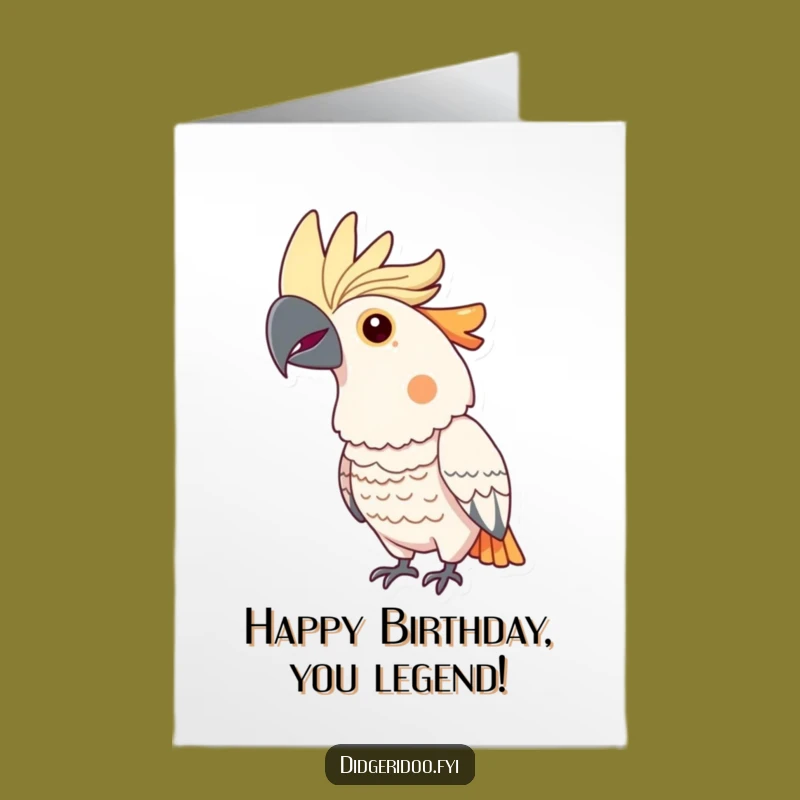 Free Printable Cockatoo Birthday Card: Proud Crested Design for a Celebration