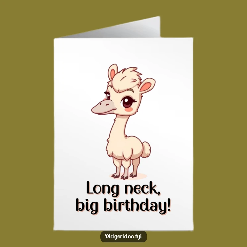 Free Printable Emu Birthday Card: Curious Long Neck Design for Fun