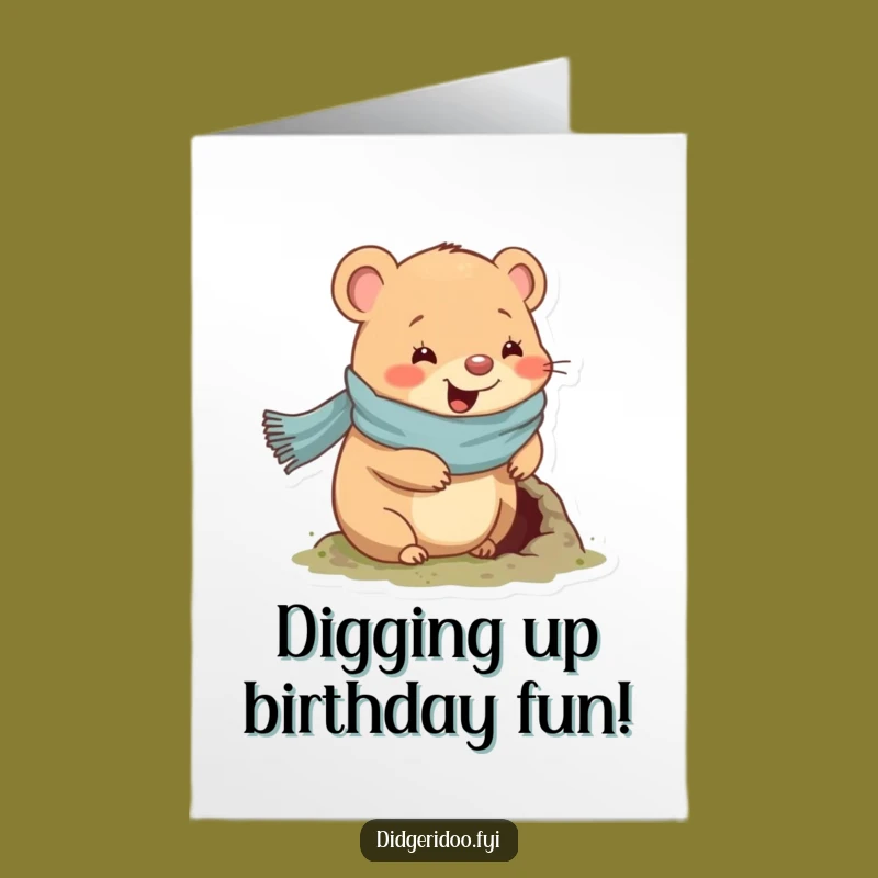 Free Printable Wombat Birthday Card: Scarf Animal Funny Downloadable Gift
