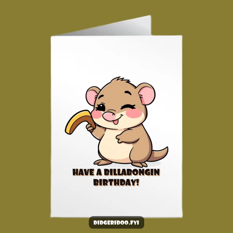 Free Printable Birthday Card: Winking Platypus Boomerang Funny Downloadable Gift