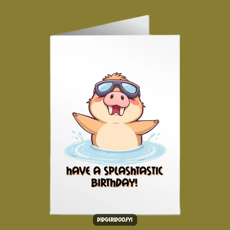 Free Printable Funny Platypus Birthday Card: Goggled Splash Downloadable Art