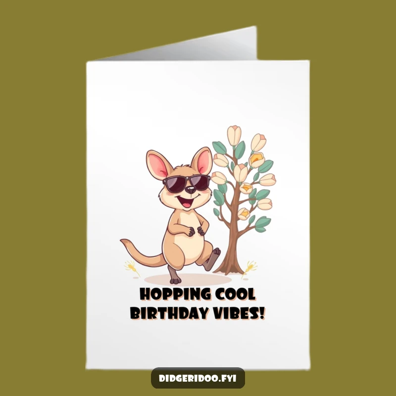 Free Printable Wallaby Birthday Card: Funny Sunglasses Australian Animal Downloadable Gift