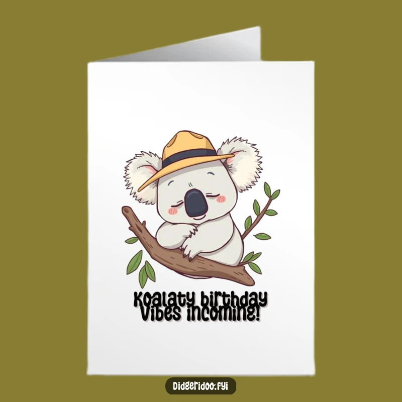 Free Printable Funny Koala Birthday Card: Akubra Snooze Downloadable Art