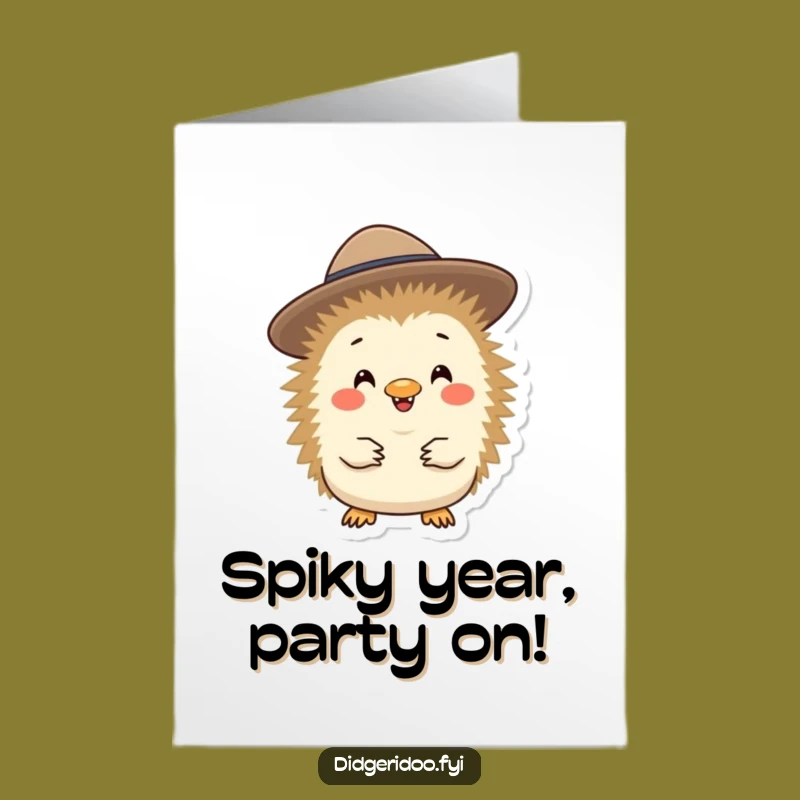 Free Printable Birthday Card: Funny Echidna Akubra Hat Card for Hilarious DIY Gift