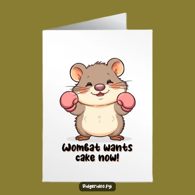 Free Printable Birthday Card: Funny Wombat Boxer Dodging for Laughs