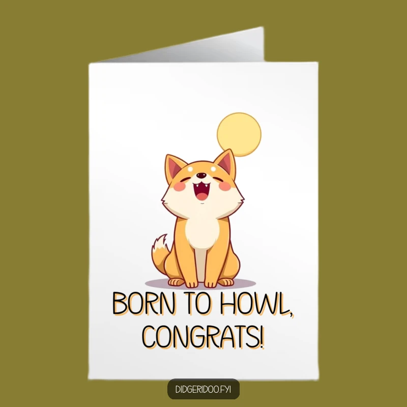 Free Printable Congrats Card: Dingo Howling Joyfully, Downloadable & Funny