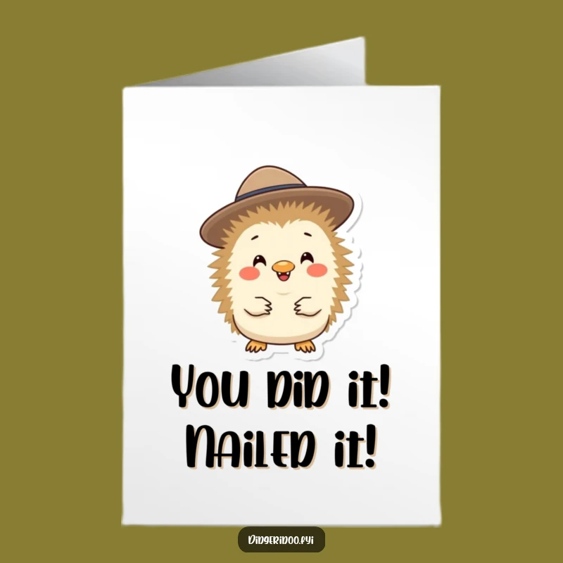 Free Printable Congrats Card: Echidna Akubra Fun for Your DIY Celebration