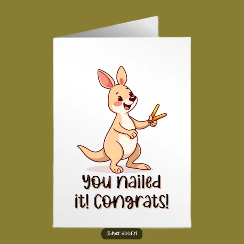Free Printable Congrats Card: Funny Kangaroo Kicking Boomerang, Celebratory Downloadable Gift