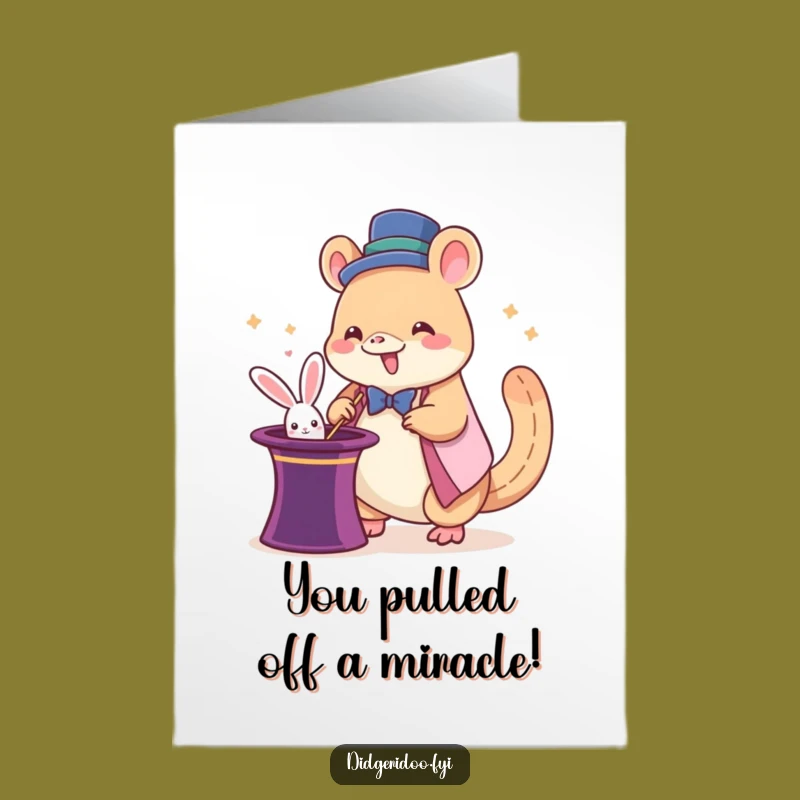 Free Printable Congrats Card: Platypus Magician's Trick for Your Big Win