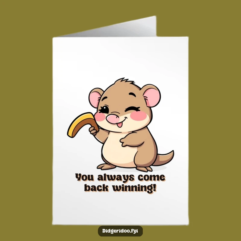Free Printable Congrats Card: Winking Platypus Boomerang Funny Downloadable Gift