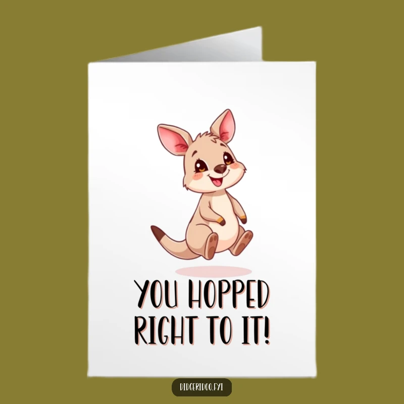 Free Printable Congrats Kangaroo Card: Funny Cub Bouncing for Your Exciting Downloadable Gift
