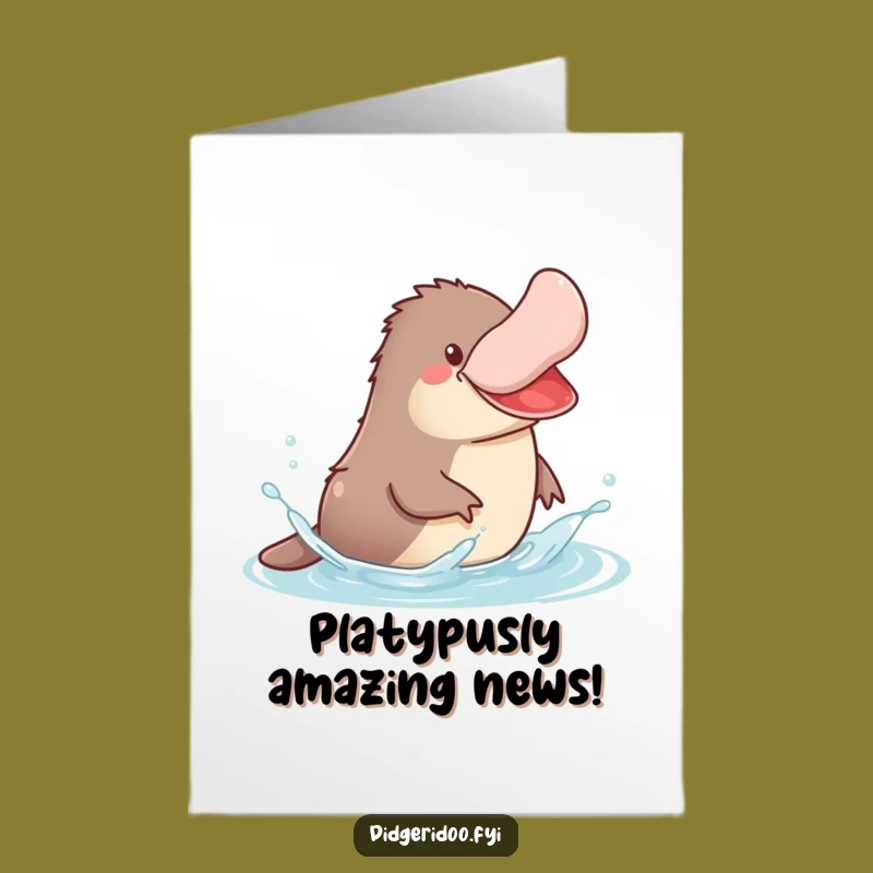Free Printable Congrats Platypus Card: Jovial Splash for an Awesome Downloadable Gift