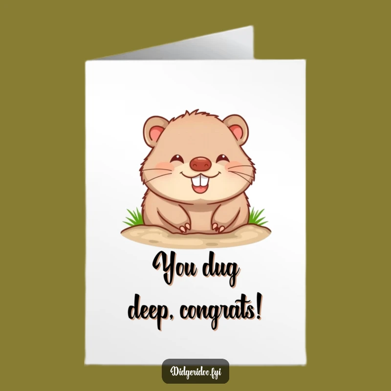 Free Printable Wombat Congrats Card: Funny Burrowing Design for Big Wins