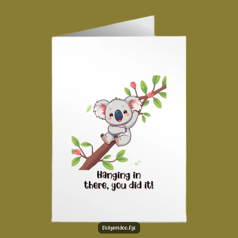 Free Printable Congrats Card: Funny Koala Dangling, Chill Downloadable Gift
