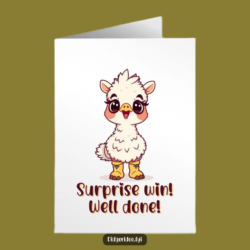 Free Printable Congrats Card: Surprised Emu in Boots for Unexpected Success