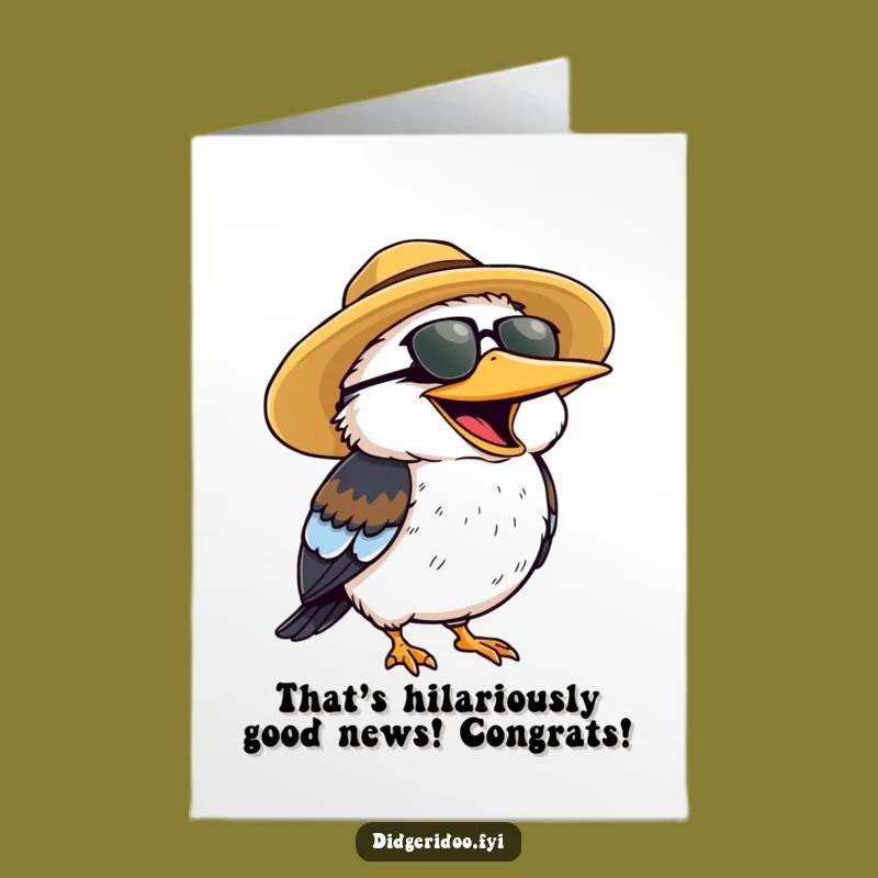 Free Printable Funny Kookaburra Congrats Card: Laughing Sun Hat Downloadable Art