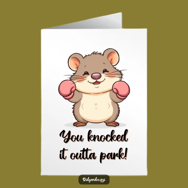 Free Printable Congrats Card: Witty Wombat Boxer Dodging to Celebrate Your Win