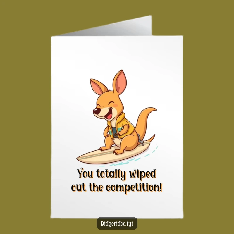 Free Printable Congrats Card: Surfing Kangaroo - Hilarious Downloadable Gift