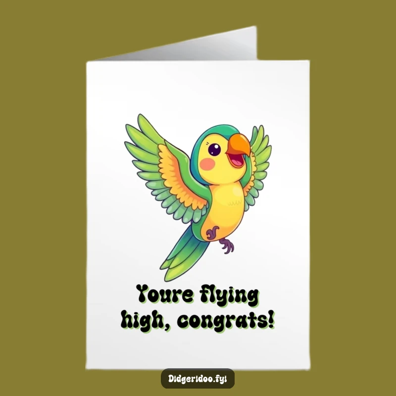 Free Printable Congrats Card: Parrot Soaring, Downloadable & Cheerful