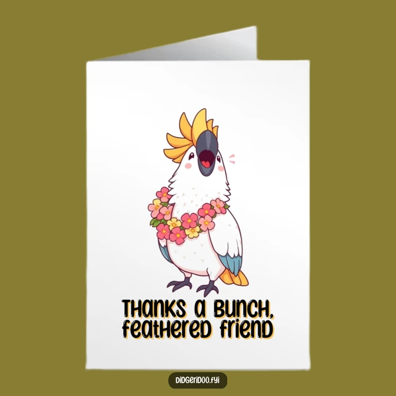 Free Printable Cockatoo Thank You Card: Floral Song Downloadable Gift