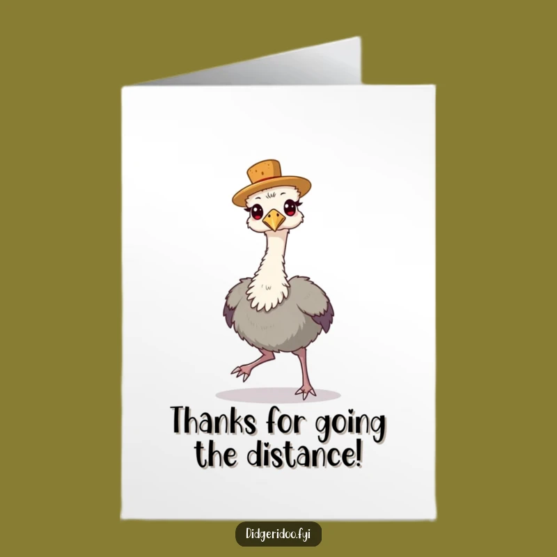 Free Printable Funny Emu Thank You Card: Cork Hat Strut Downloadable Art